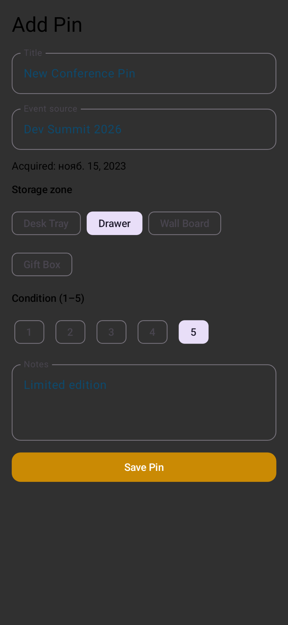 Add pin